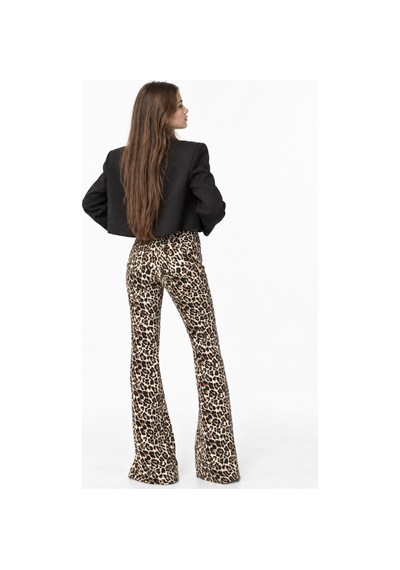 Hiccup Squalo Yüksek Belli Geniş Paça Leopar Pantolon Çok Renkli