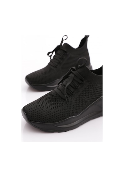 Dgn 745 Kadin Bağcikli Örgülü Sneaker Ayakkabi Siyah