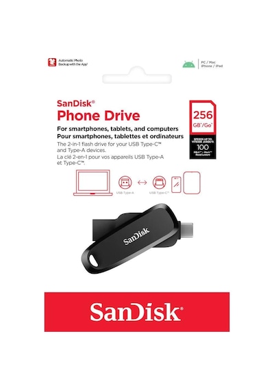 Sandisk Phone Drive 256gb Sdddc6-256g-g46 Usb & Type-c 3.2 Usb Be