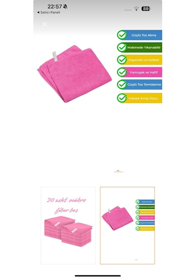 Kapital Plastik Temizlik Bezi Mikrofiber 20 Li Pembe