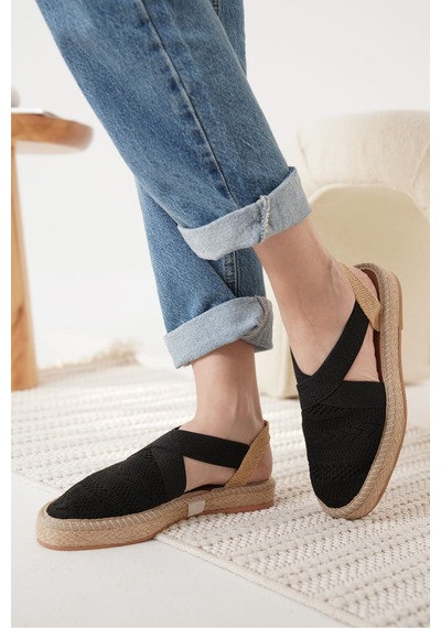 Roof Atelier Rosa Siyah Triko Espadril Ayakkabı Ayakkabı Siyah