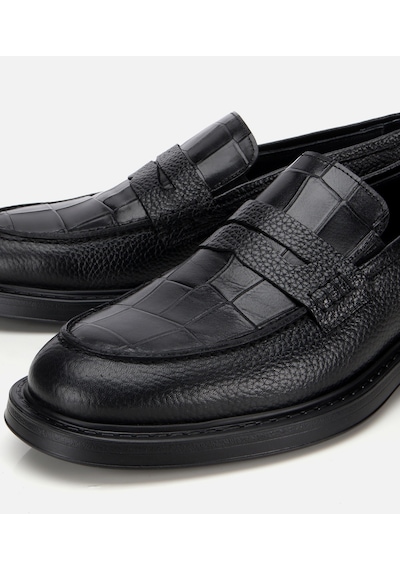 Hotiç Erkek Deri Siyah Kroko Detaylı Klasik Loafer 02ayh315320a100 02ayh315320a100 Siyah
