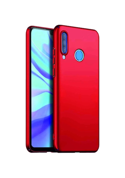 Huawei P30 Lite Kılıf Kamera Korumalı Silikon Rubber Arka Kapak Kırmızı