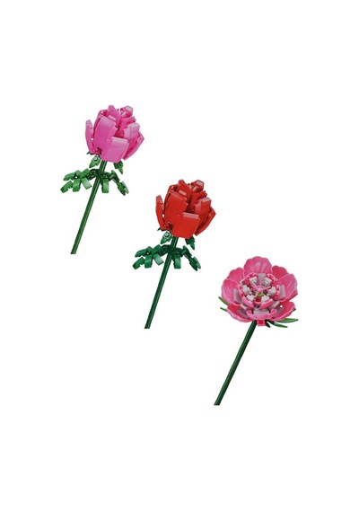 Ctoys Rose Ve Carnation Flower Block 3lü Set