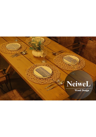 Neiwel Garden Sean Doğal Ahşap Banklı Bahçe Masa Takımı-70-120 Takım Açık Ceviz