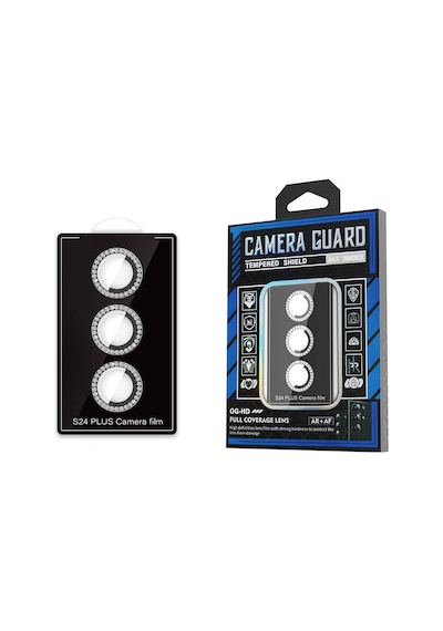 Galaxy   Uyumlu  S24 Plus Zore Diamond Kamera Lens Koruyucu Cam Filmi-siyah Siyah
