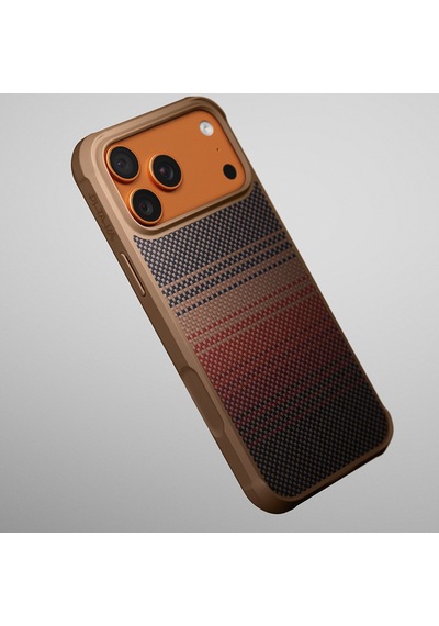 Apple Uyumlu iPhone 17 Pro Kılıf M-safeli Pitaka Tactile Woven Sunset-moonrise Aramid Pro Guard Seri Kapak Kahve Kahverengi