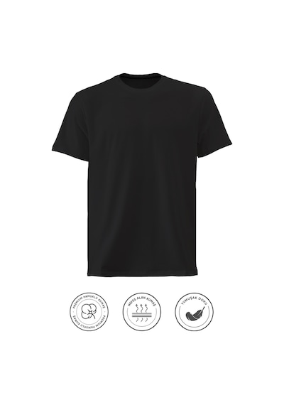 Elemge Pamuk Likra Magic Fit Siyah Erkek T-shirt Compact Penye Kısa Kol Esnek Tişört Elastan