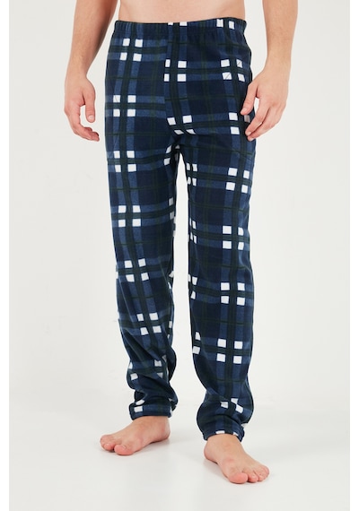Buratti Lastikli Bel Düz Paça Yumuşak Dokulu Polar Pijama Altı Erkek Pijama Altı 6098001 Lacivert-yeşil