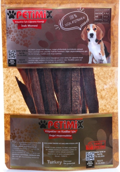 Petimix İnek Memesi Çubukları Çiğneme Kemiği Köpek Ödül Maması 130 G