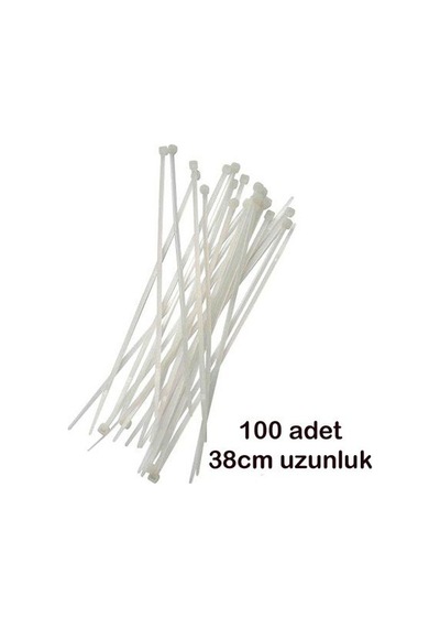 Cırt Kelepçe - Kablo Bağı Beyaz - Siyah 38 Cm Beyaz