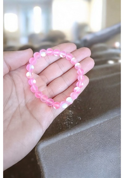Pembe Termal Kuvars Taşı Bileklik Orijinal Gerçek Doğal Taş Renkli Bileklik Pembe Pembe