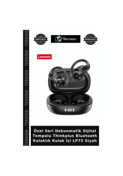 Özel Seri Dokunmatik Dijital Tempolu Thinkplus Bluetooth Kulaklık Kulak İçi Lp75 Siyah