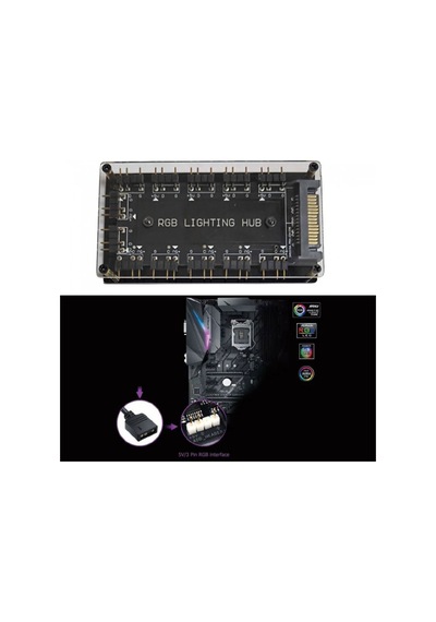 5v 3-pin Rgb 10 Hub Splitter Sata Güç Beslemeli Rgb Kiti -