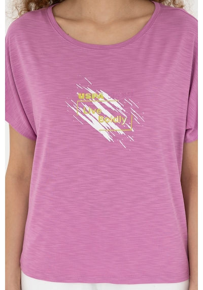 U.S. Polo Assn.  Kadın Pembe Bisiklet Yaka Tişört 50284355-VR037
