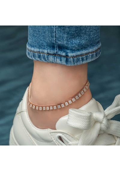 Gümüş Zirkon Taşlı Rose Halhal T4751 Rose