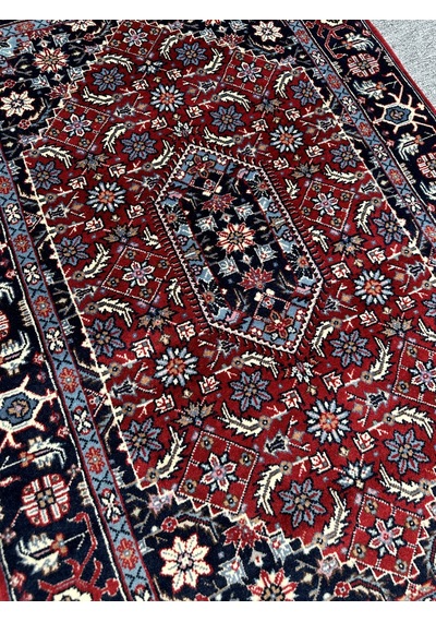 El Dokuma İran Halısı 80x125 Kırmızı Lacivert Yün Sine Halısı Kırmızı