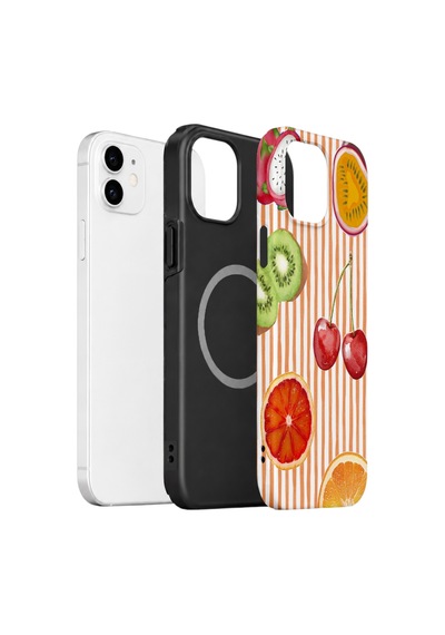 Apple iPhone Uyumlu 11 Vorian Çift Katmanlı Magsafe Kılıf Tutti Frutti Stripe