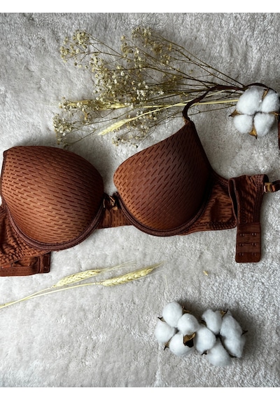 Mistirik Blera Model Push Up Destekli Extra Dolgu Detaylı Kaplı Doublu Premium Günlük Büstiyer Bakır Renk Bakır