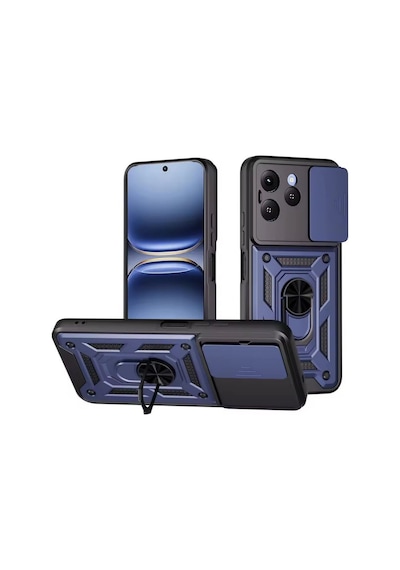 Teleplus Tecno Spark 40 Kılıf Magnetik Standlı Kamera Korumalı Slide Sürgülü Cover Kapak