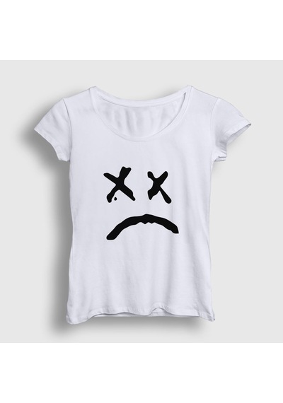 Presmono Kadın Sad Face Lil Peep T-shirt Beyaz