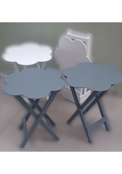 1448bng90112çanta Zigon Sehpa Papatya Dörtlü Model Ahşap Mdf Beyaz Ve Gri Renk Uyum El Yapım