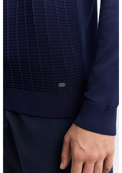 Avva Erkek Lacivert Polo Yaka Fermuarlı Rayon Karışımlı Regular Fit Kazak A62y5022