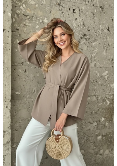 Kadın Kuşaklı Kimono 1177 Bej