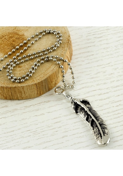 Zenviac456 Yaprak Metal Kolye Zenviac45678 Gümüş Rengi