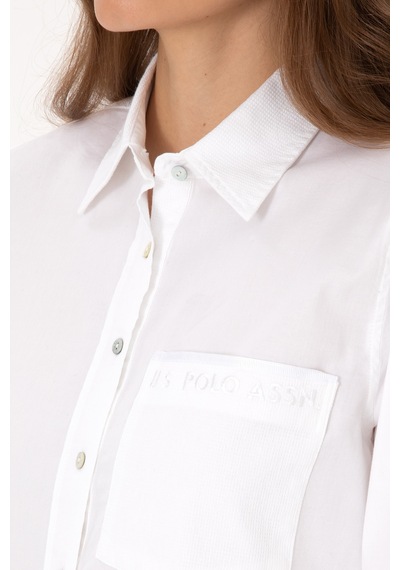 U.s. Polo Assn. Kadın Beyaz Gömlek Desenli 50308971-vr013 Beyaz