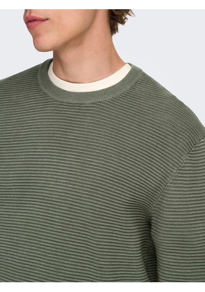 Only & Sons Onsron Reg Ls Crew Neck Knıt Noos Castor Gray Çok Renkli