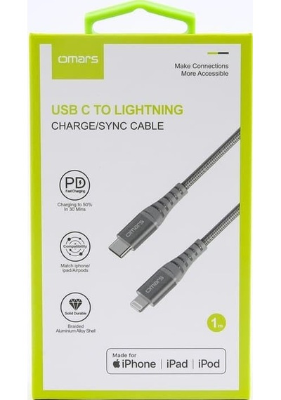 İphone Type-c To Lightning Örgülü Hızlı Şarj Ve Data Kablosu 1 Metre Gri