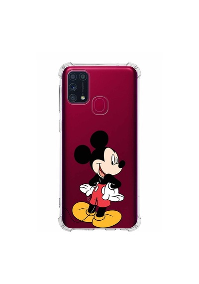 Samsung Galaxy Uyumlu M31 Köşe Korumalı Antişok Kapak Mickey Mouse Tasarımlı Şeffaf Kılıf Şeffaf