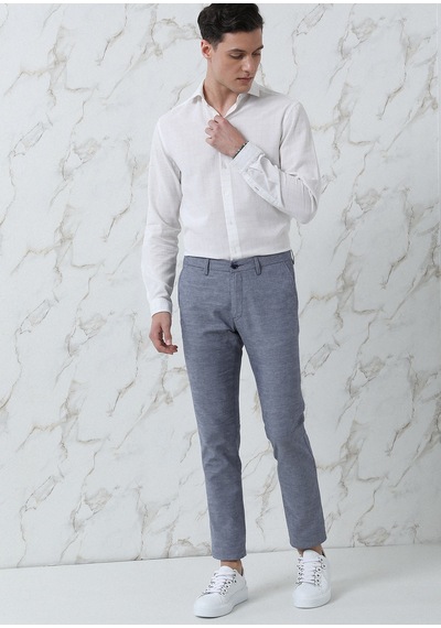 Ramsey Lacivert Düz Dokuma Regular Fit Casual Pamuk Karışımlı Pantolon