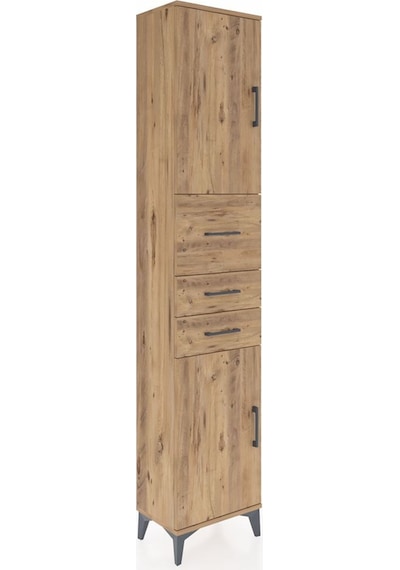 Arges Dolap 3 Raflı 5 Çekmeceli Tek Kapaklı 44x30x221 Aytaşı-çam Atlas Çam