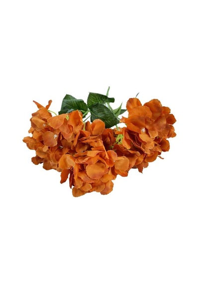 Yapay Çiçek Ortanca Çiçeği Demeti 43 Cm Turuncu Standart