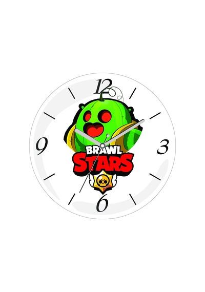 Brawl Stars Spike Çap 30cm Sessiz Akar Bombeli Gerçek Cam Duvar Saati Çok Renkli