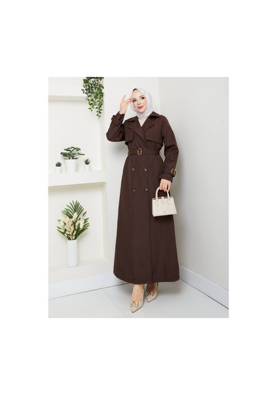 Miss Meliss Trençkot Kuruvaze Yaka Kemerlı Tam Boy Tessettür Pardesu Kahverengi Kahverengi Miss Meliss Trençkot Kuruvaze Yaka Kemerlı Tam Boy Tessettür Pardesu Kahverengi Kahverengi