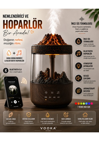 Ortam Nemlendirici, Bluetooth Hoparlör Ve Gece Lambası Bir Arada