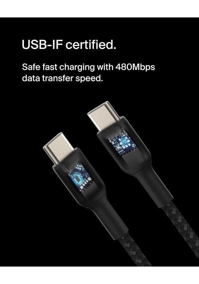 Boostcharge 6.6ft Braided Usb-c To Usb-c Cable For İphone 16, İphone 16 Pro, İphone 16 Pro Max, İphone 16 Plus, İphone 15, Galaxy S24, S23, Note10, Pixel 9, Pixel 8, İpad Pro & More - Black Boostcharge 6.6ft Braided Usb-c To Usb-c Cable For İphone 16, İphone 16 Pro, İphone 16 Pro Max, İphone 16 Plus, İphone 15, Galaxy S24, S23, Note10, Pixel 9, Pixel 8, İpad Pro & More - Black