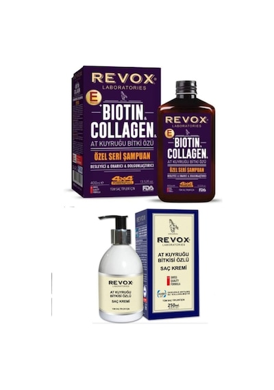 Revox Biotin Collagen At Kuyruğu Bitki Özlü Şampuan 400 ML + Revox Saç Kremi 250 ML