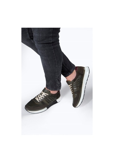 Ducavelli High Hakiki Deri Erkek Sneaker Ayakkabı, Low Top Sneaker, Hakiki Deri Sneaker Haki