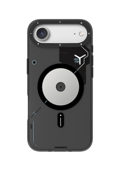 Apple Uyumlu iPhone 17 Air  Kılıf M-safe Şarj Özellikli Disk Desenli Youngkit Disc Battle Kapak Siyah Siyah