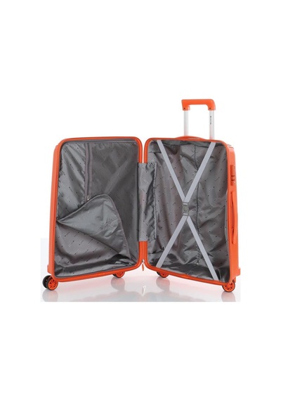 Mçs Bavul Orta Ve Kabin 2li Set Kırılmaz Silikon Valiz V305 Portakal Portakal