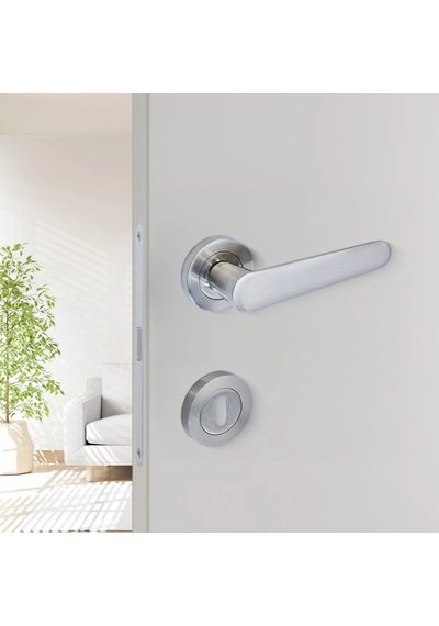 Sese Ada Modeli Rozetli Oda Kapı Kolu Inox Renk 200-204r-01-53