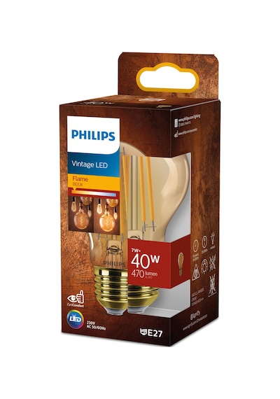 Philips LED Classic Amber Filament Ampul 7W 470 Lum 1800K Koyu Sarı Işık A60 E27 (40W)