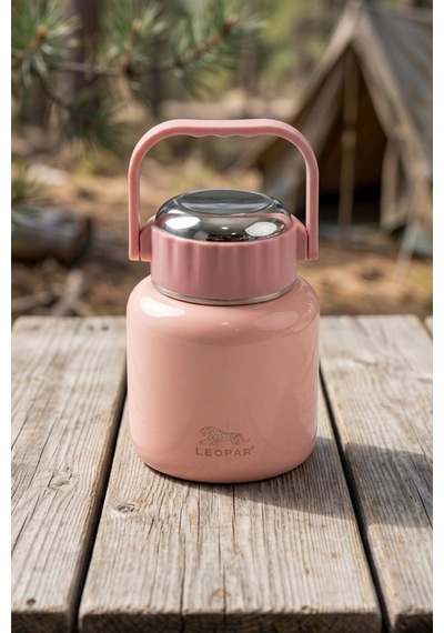 Cooker Leopar 900 Ml Kaşıklı Yemek Termosu Yk1517 Pembe