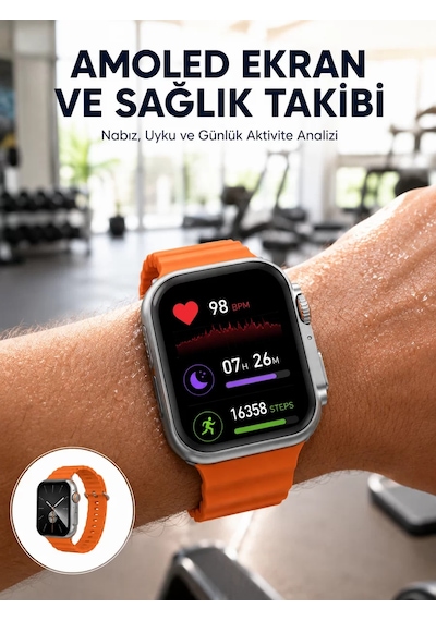 Akıllı Saat Unısex Zarif Görünümlü Titanyum Kasa Amoled Ekran Müzik Dinleme Yeni Nesil