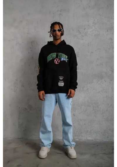 Etiler Collection Emh Store Erkek Baskılı Kapüşonlu Sweatshirt - Siyah SIYAH
