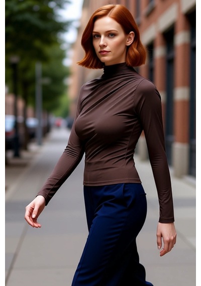 Ersefa Moda Kare Yaka Örme Slim Düz Desen Casual Günlük Crop Kısa Kol Bl Kahverengi